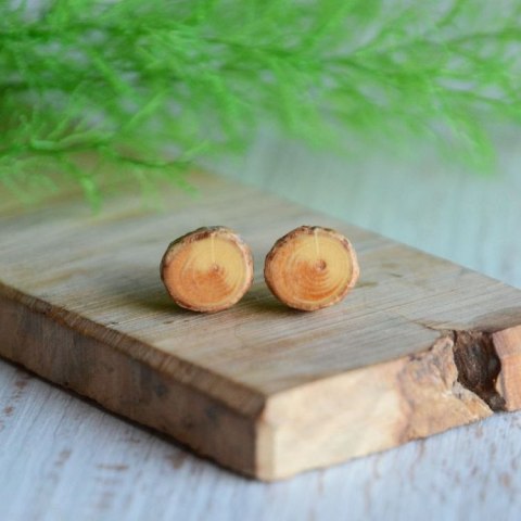 Naturalne kolczyki z drewna świerkowego Naturalne kolczyki z drewna świerkowego