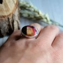 Wyjątkowy pierścionek z drewnianą mozaiką w srebrze