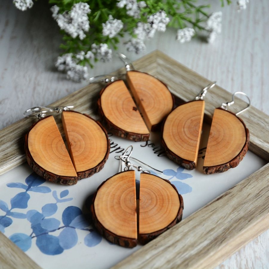 Drewniane kolczyki handmade