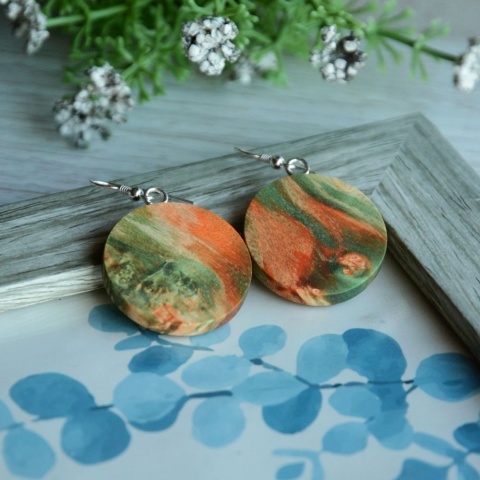 Zielono pomarańczowe kolczyki