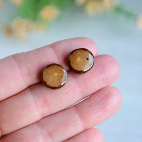 Dębowe kolczyki na sztyftach