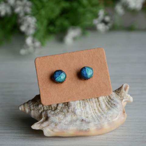 Małe niebieskie kolczyki handmade