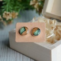 Ręcznie wykonane kolczyki sztyfty w srebrze z zielenią