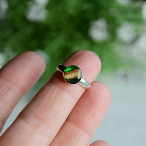 Pierścionek z zielenią hand made