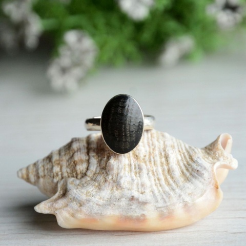 Pierścionek z czarnego dębu i srebra