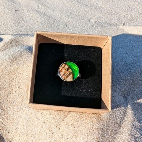 Pierścionek hand made z korą brzozy