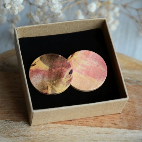 Różowe kolczyki XXL z drewna