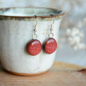 Wiśniowe kolczyki wiszące handmade