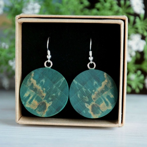 Ciemnozielone kolczyki wiszące handmade