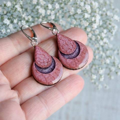 Kolczyki wiszące łezka i księżyc