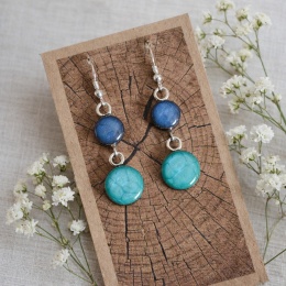 Długie kolczyki granatowo turkusowe