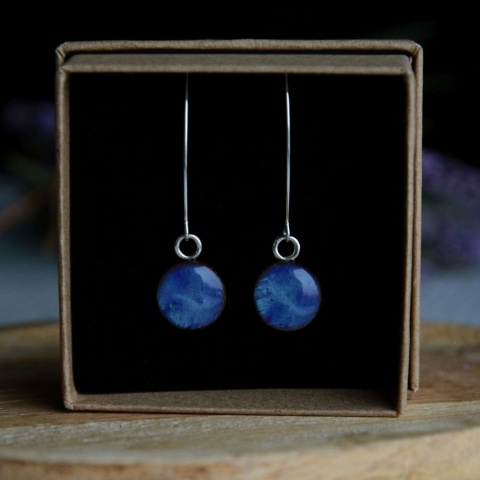 Długie kolczyki niebieskie na srebrze