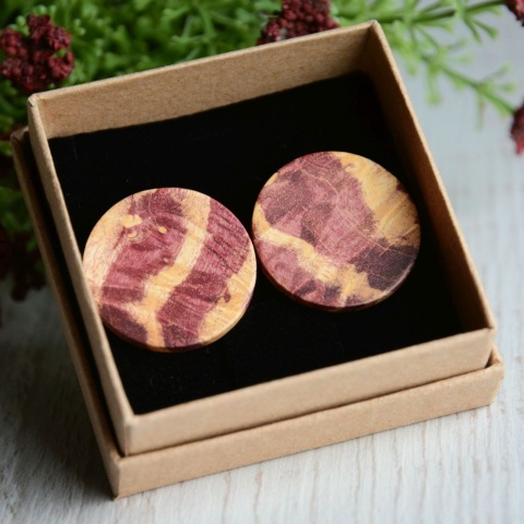 Fioletowe kolczyki XXL z drewna