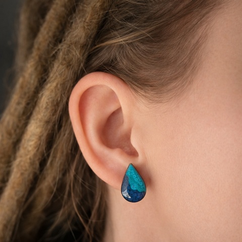 Granatowo niebieskie kolczyki