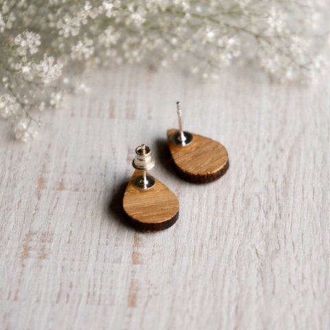 Drewniane kolczyki łezki