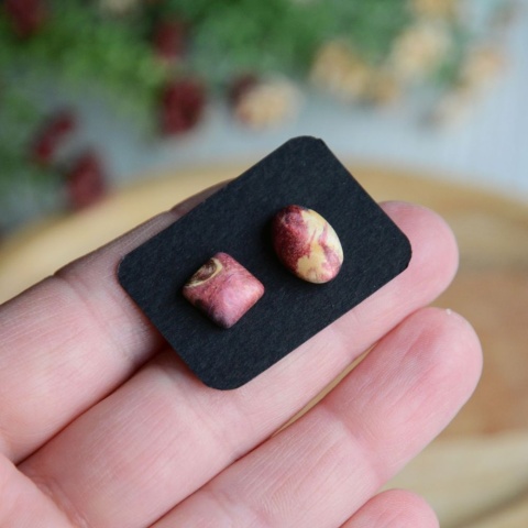 Różowe kolczyki handmade asymetryczne