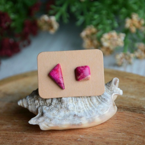 Kolczyki róż trójkąt i kwadrat