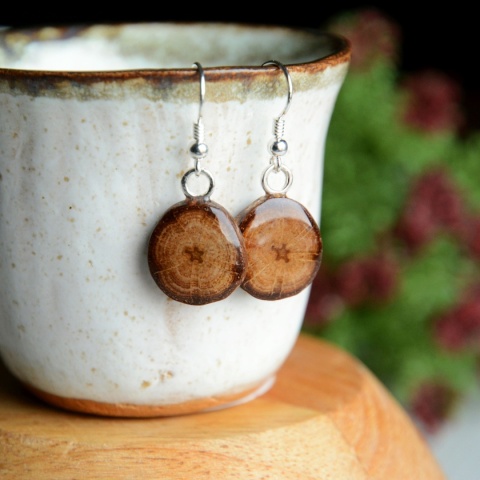 Kolczyki z drewna dębowego