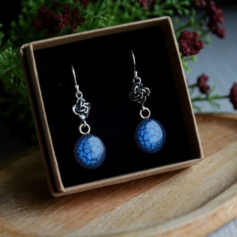 Kolczyki wiszące ciemny niebieski