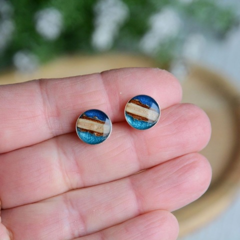 Unikatowe niebieskie kolczyki