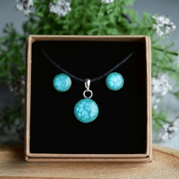 Turkusowy komplet biżuterii z drewna