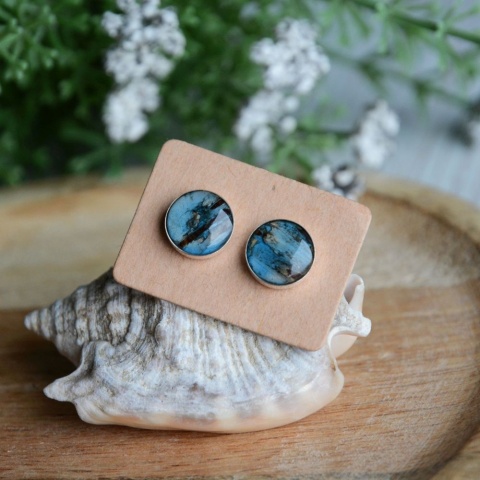 Niebieskie okrągłe kolczyki hand made