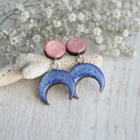 Kolczyki różowo niebieskie