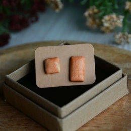 Pomarańczowe geometryczne kolczyki sztyfty prostokąt i kwadrat