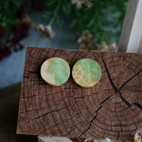 Zielone kolczyki koła na sztyfcie