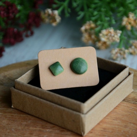 Kolczyki koło i kwadrat