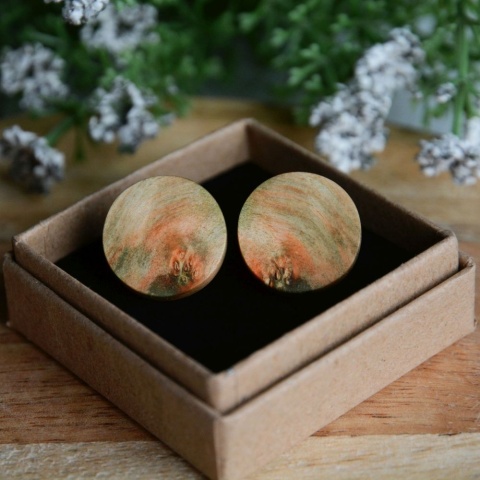 Zielono pomarańczowe kolczyki koła na sztyfcie