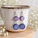 Długie kolczyki fioletowo niebieskie z dwóch oczek