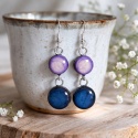 Długie kolczyki fioletowo granatowe z dwóch oczek